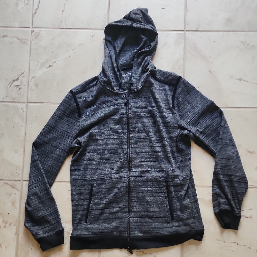 John Vavartos Large Mens Gray Zip-Up Hoodie